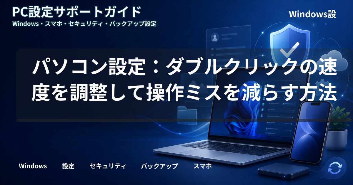 パソコン設定：ダブルクリックの速度を調整して操作ミスを減らす方法